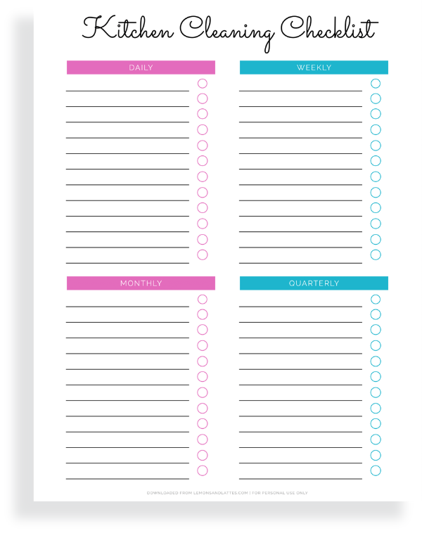 kitchen cleaning printable