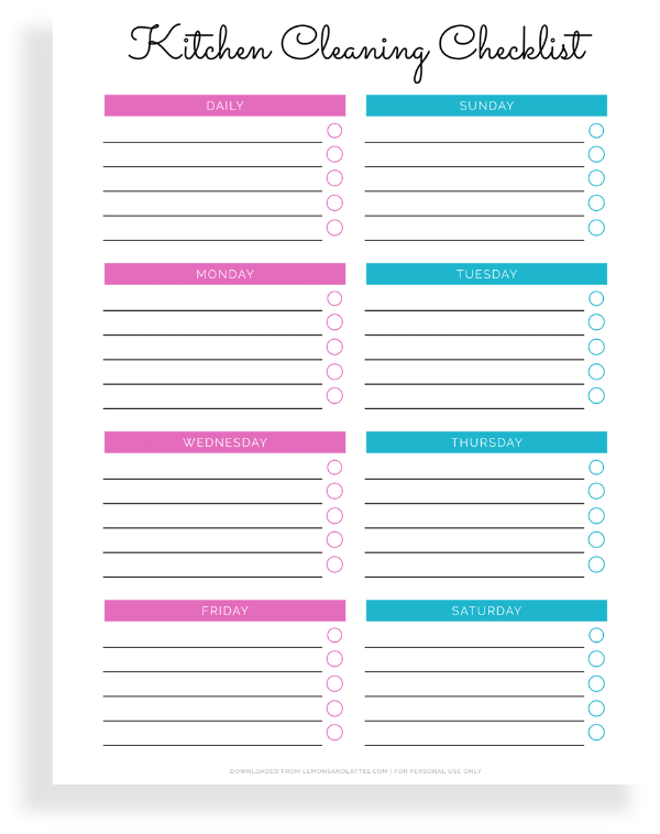 kitchen cleaning printable