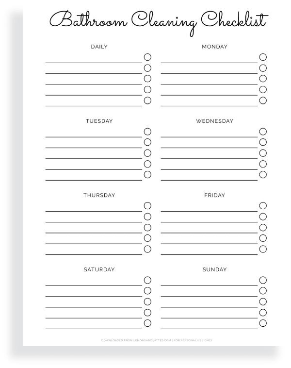 bathroom cleaning checklist