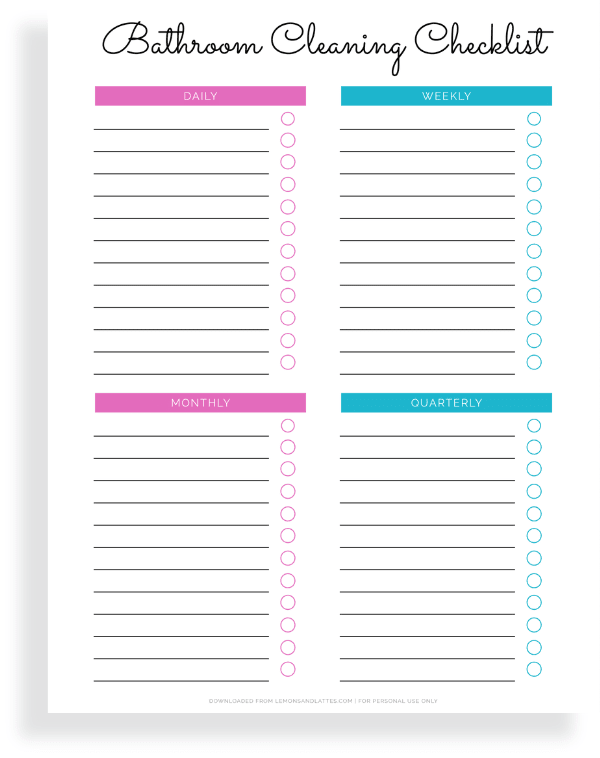 bathroom cleaning checklist