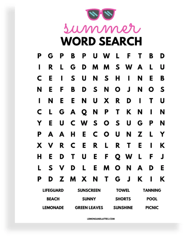 summer word search