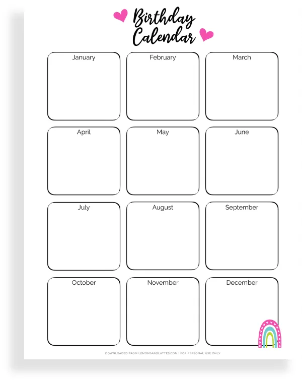 cute birthday organizer