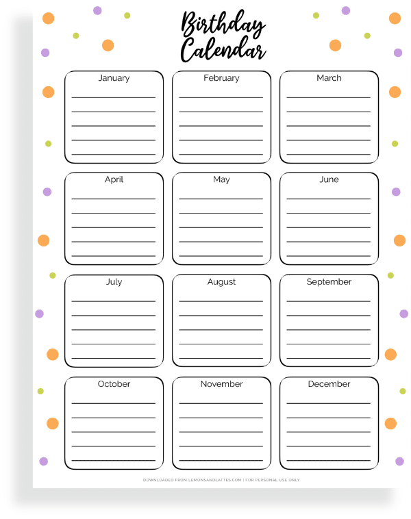 cute birthday tracker