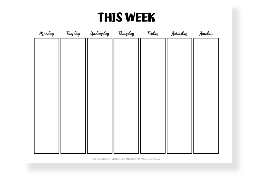 blank weekly calendar