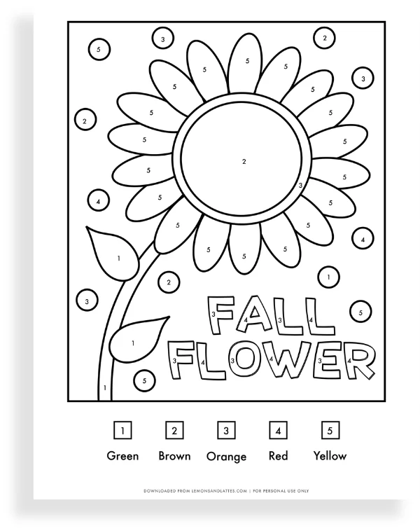 Fall Color by Number Printables