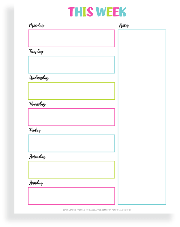 22 Free Blank Weekly Calendar Printables