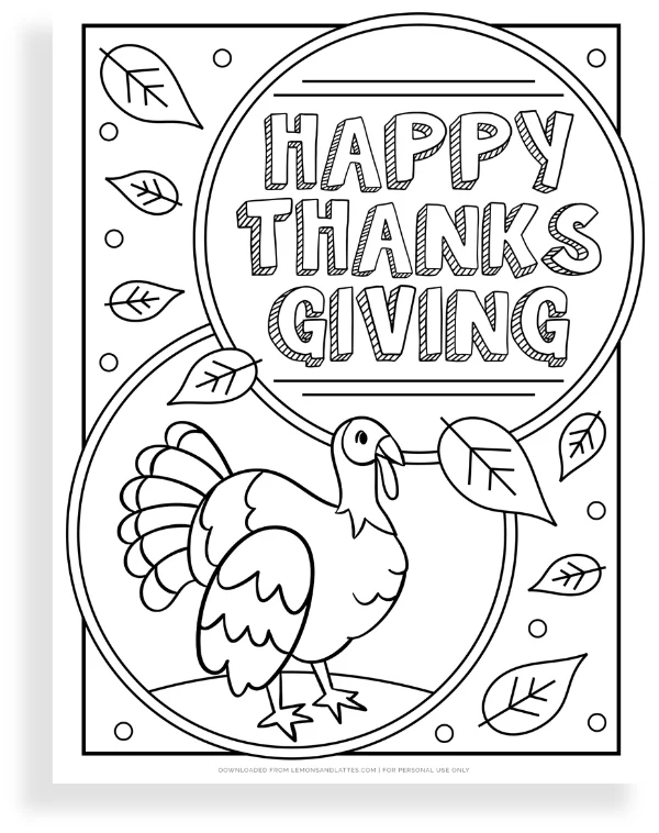 happy thanksgiving coloring activity