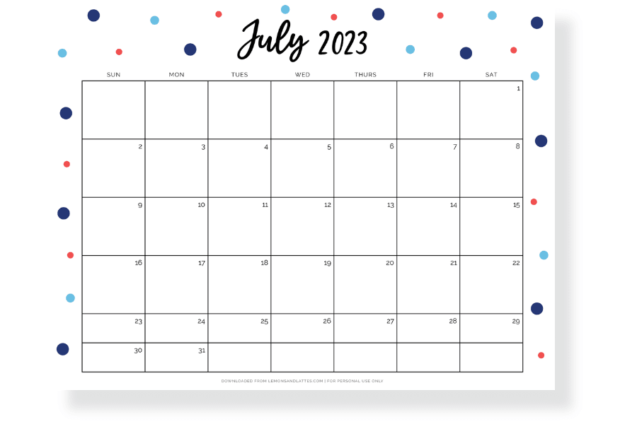 landscape July calendar