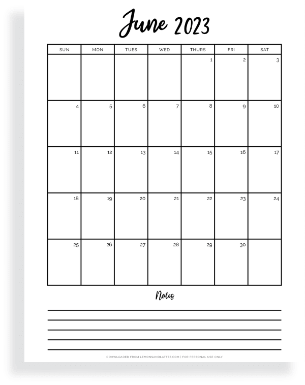 52 Simple and Cute June Calendar Printables 2023