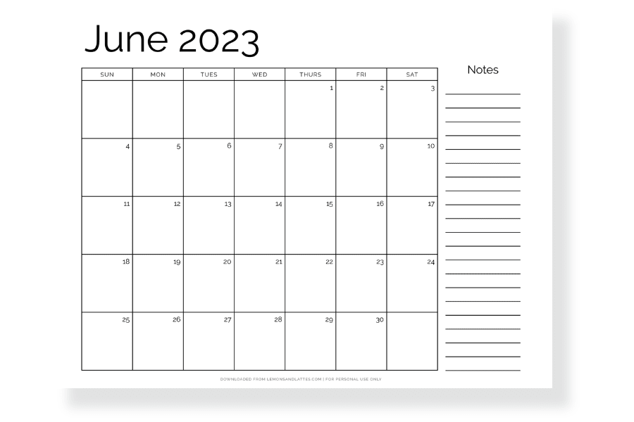 52 Simple and Cute June Calendar Printables 2023