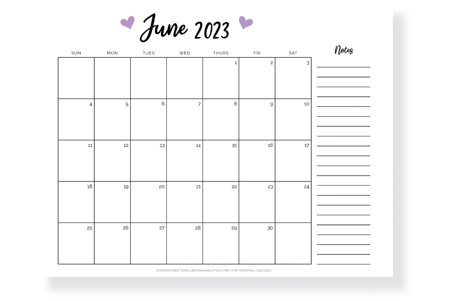 52 Simple and Cute June Calendar Printables 2023