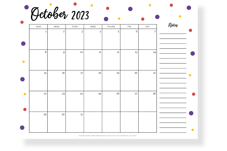 October 2023 calendar