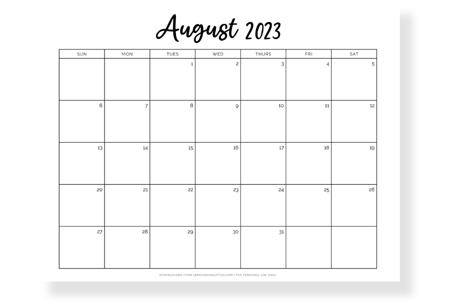 august calendar landscape