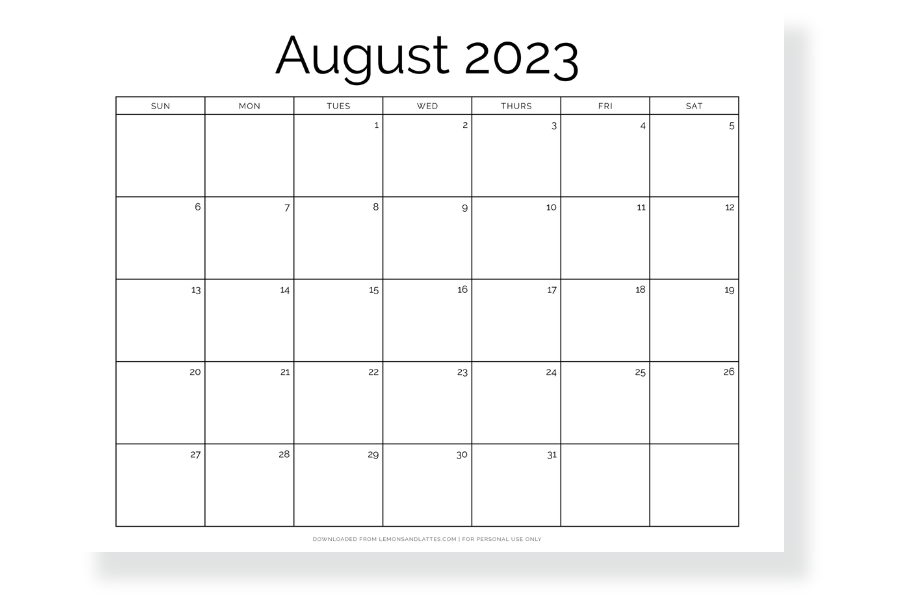 august calendar landscape