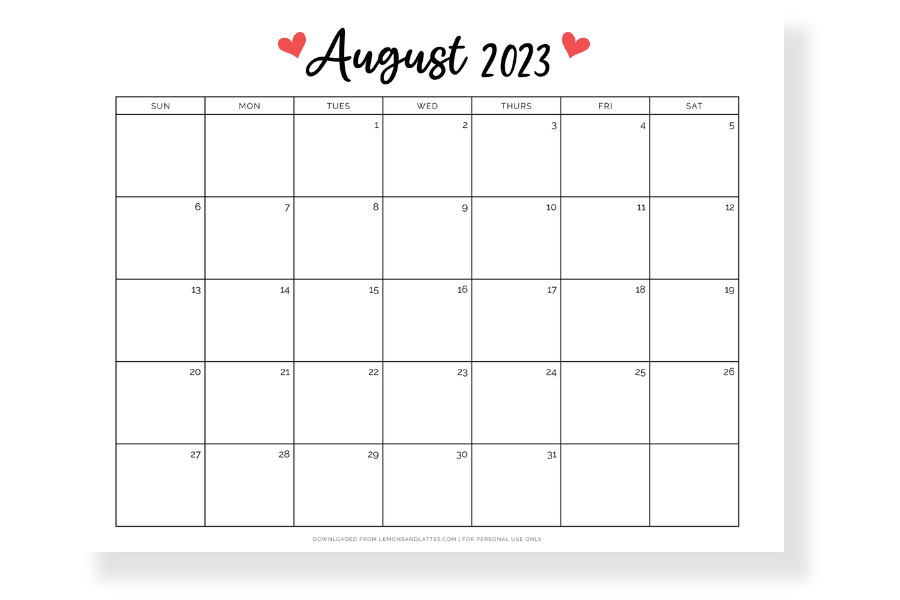 august calendar landscape