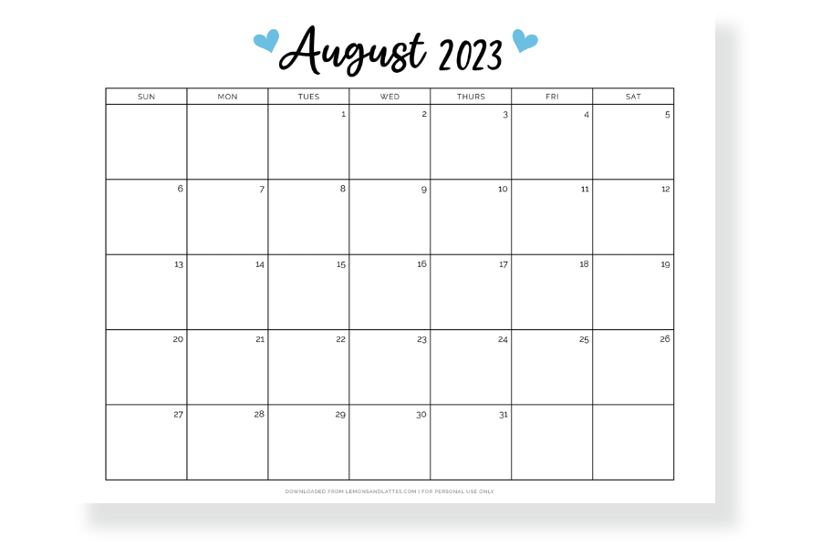 august calendar landscape
