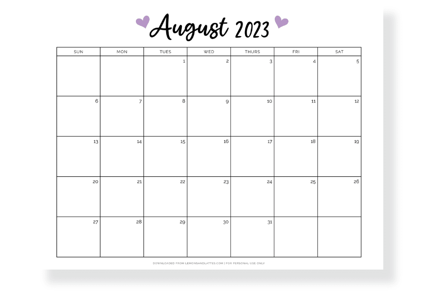 august calendar landscape