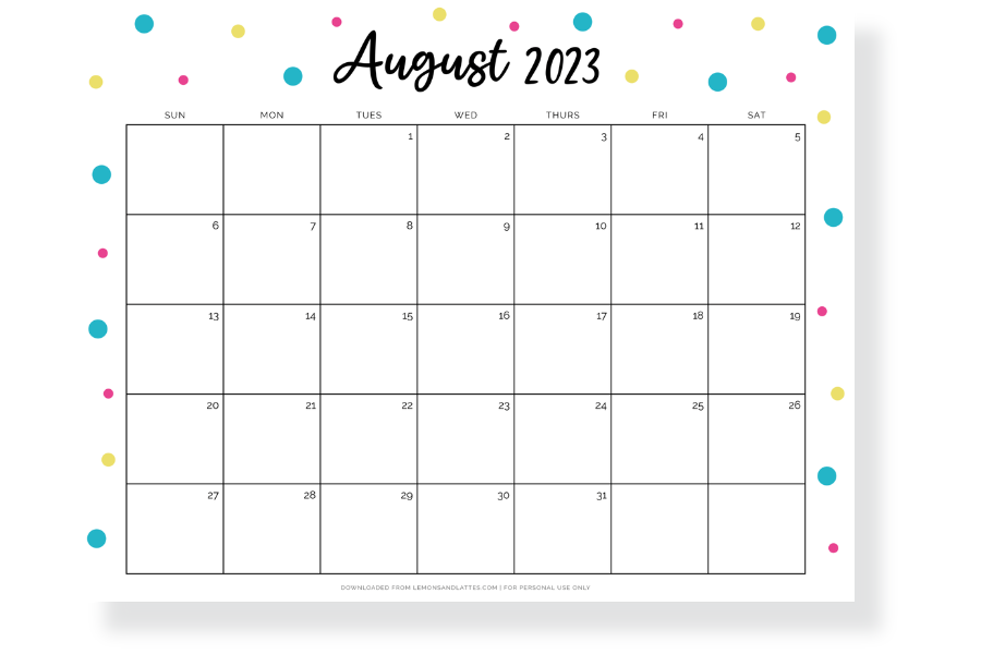august calendar landscape