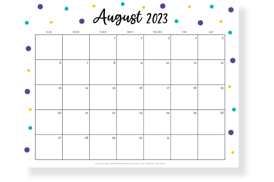 august calendar landscape