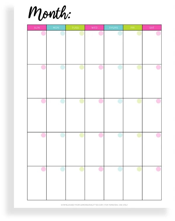 52 Free Printable Blank Calendars (Cute and Simple)