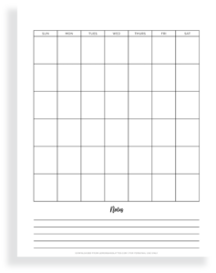 Printable Blank Calendars