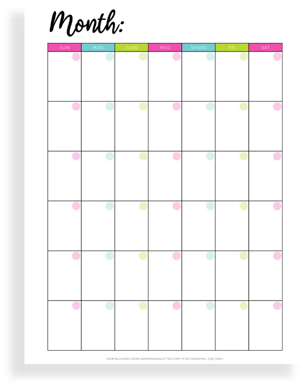 52 Free Printable Blank Calendars (Cute and Simple)