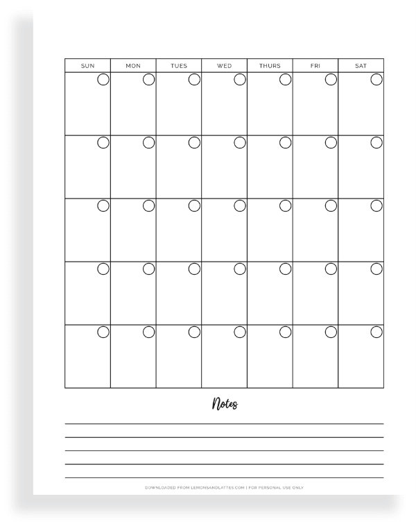 printable blank calendar