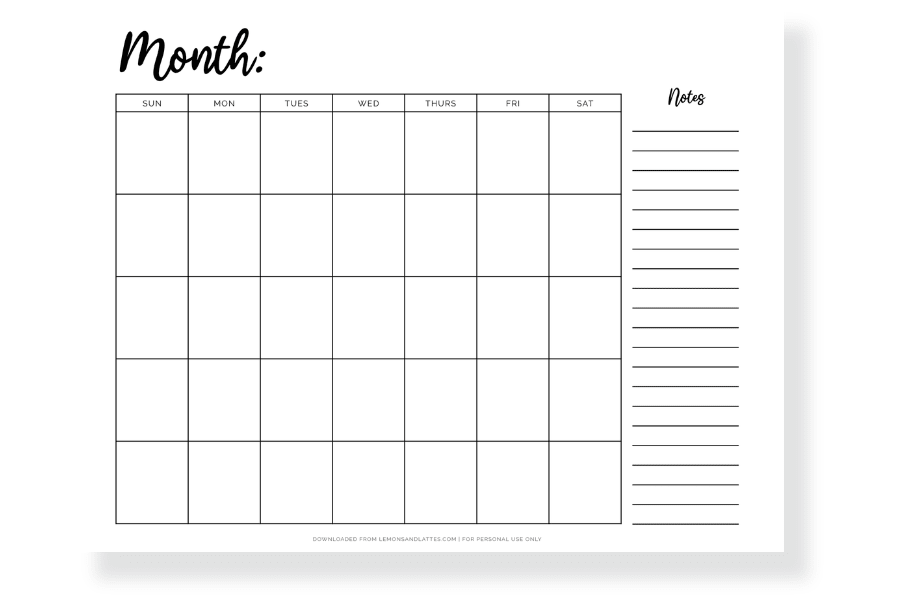 52 Free Printable Blank Calendars (Cute and Simple)