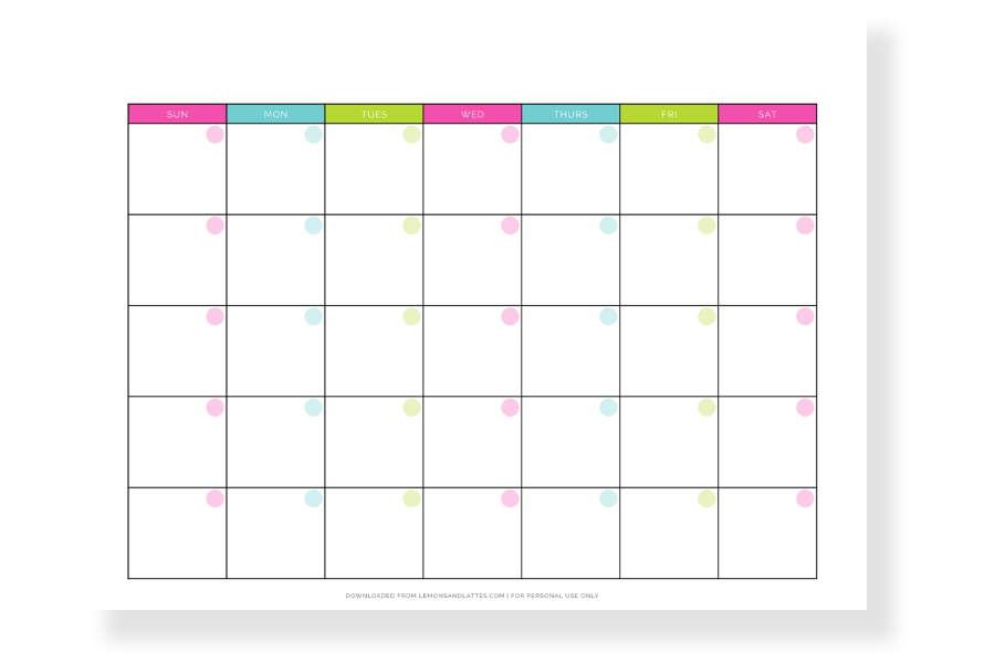 Free Printable Cute Blank Calendar Free Printable Cute Blank Calendar