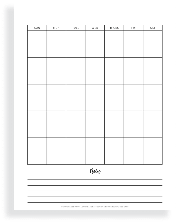 52 Free Printable Blank Calendars (Cute and Simple)