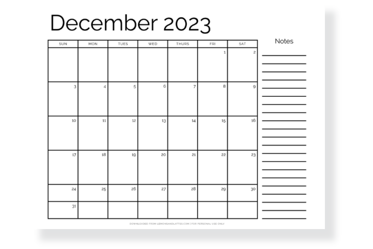 52 Simple and Cute December Calendar Printables 2023