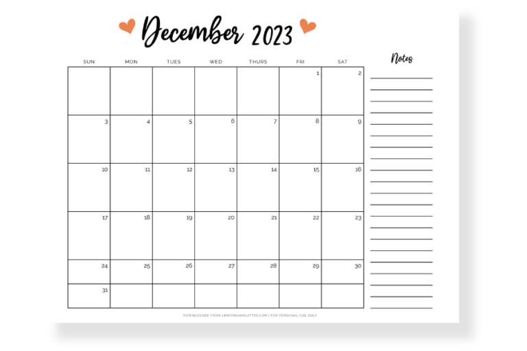 52 Simple and Cute December Calendar Printables 2023