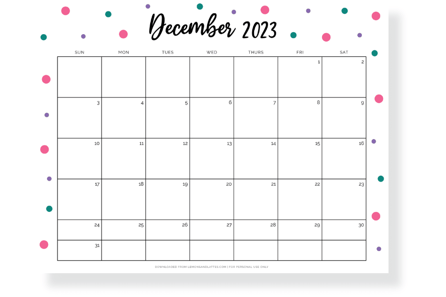 cute December calendar landscape