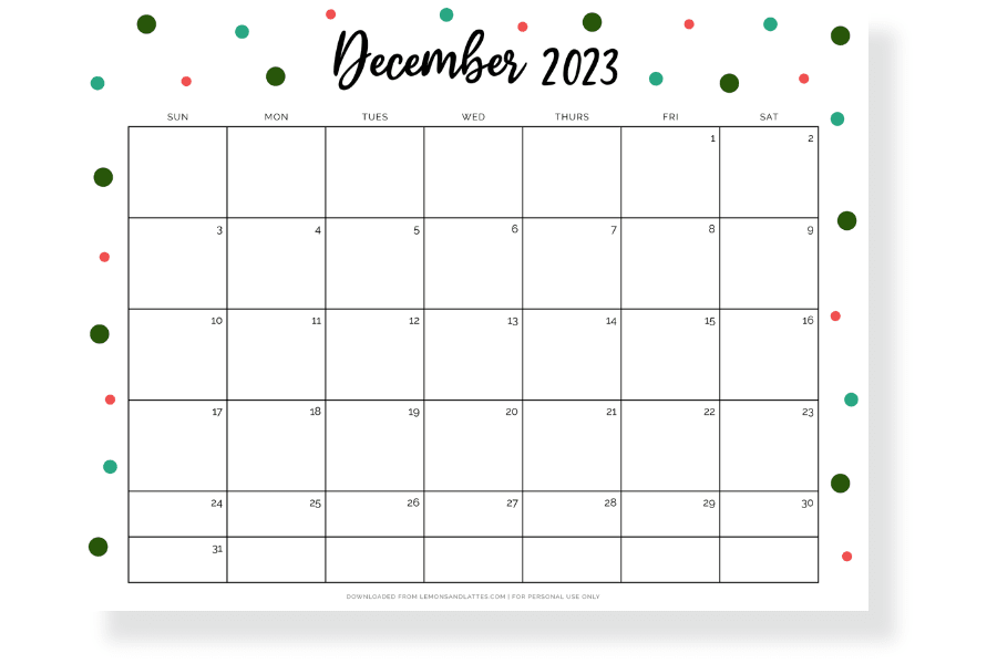 cute December calendar landscape