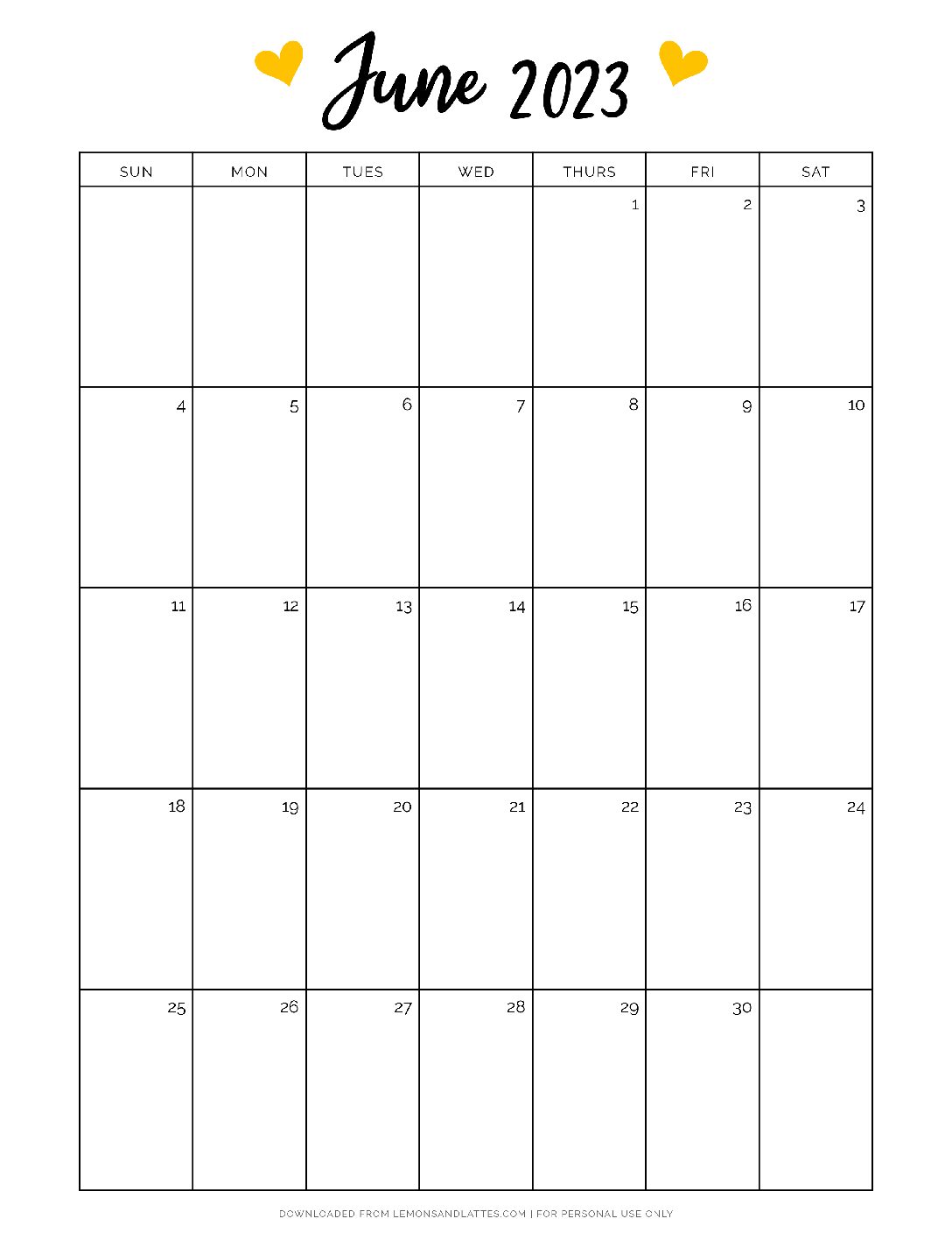Printable june calendar 2023 46 lemons lattes
