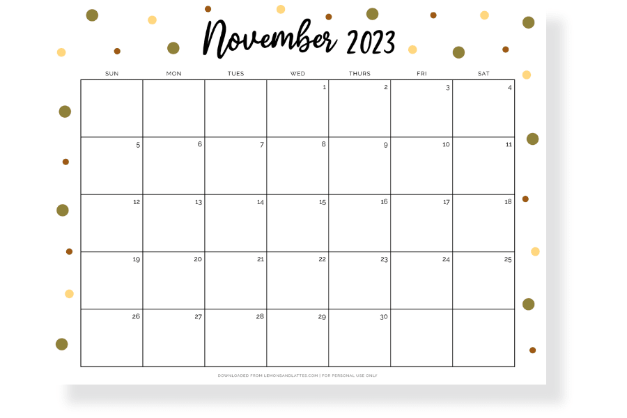 basic November calendar
