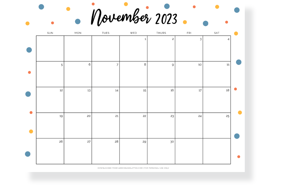 cute November calendar