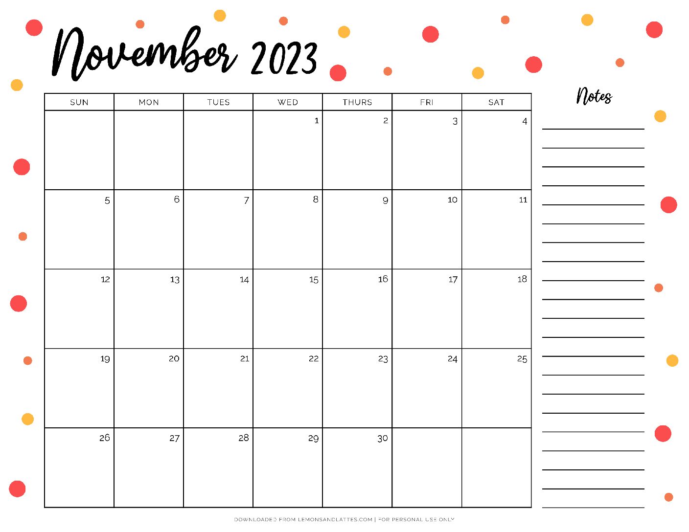 printable-november-calendar32 - Lemons and Lattes
