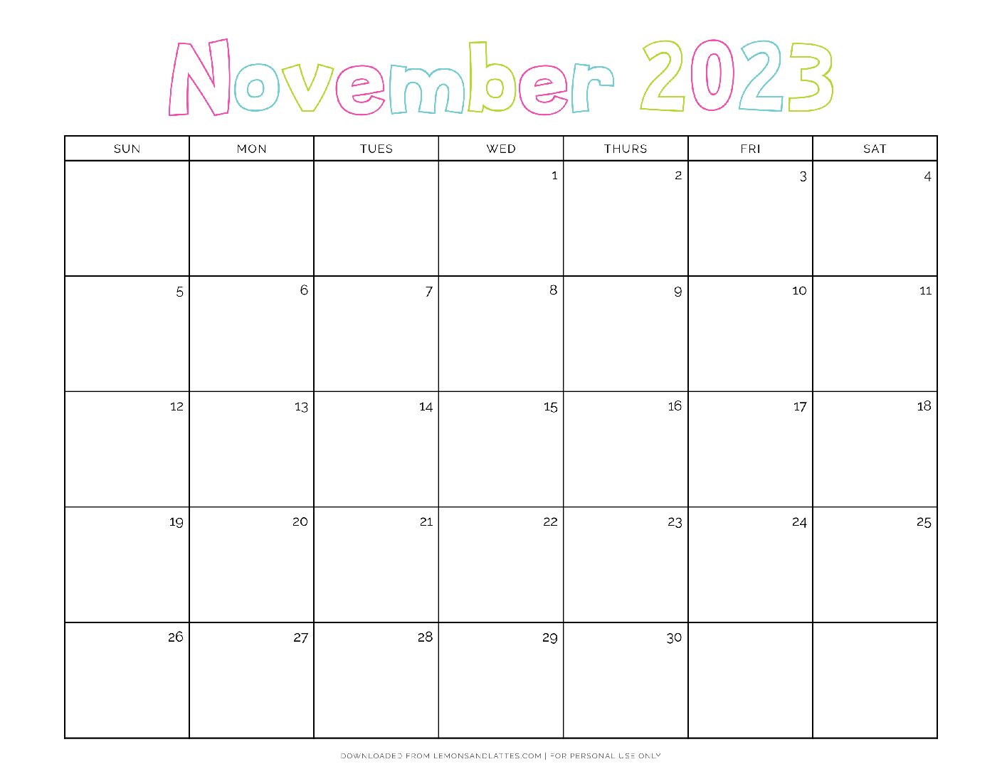 printable-november-calendar44 - Lemons and Lattes