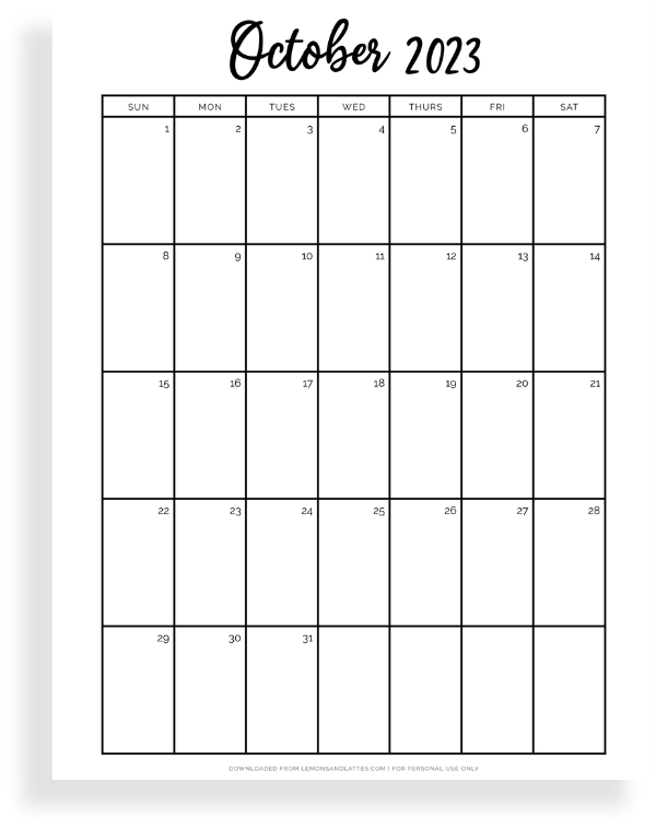 simple October calendar