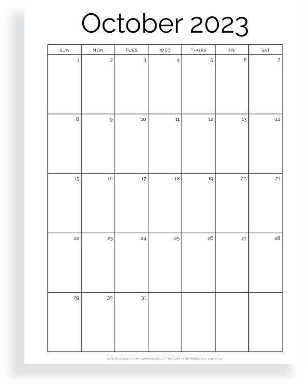 simple October calendar