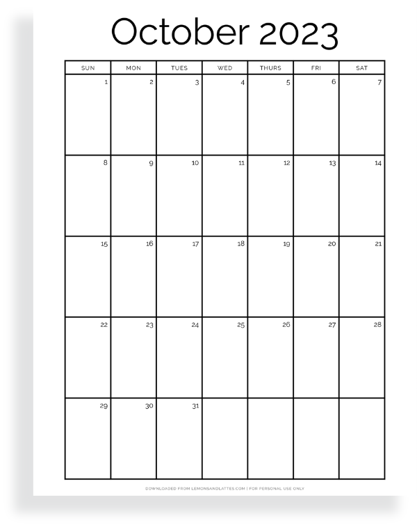 simple October calendar