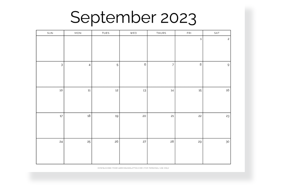 september calendar landscape
