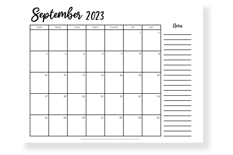 september 2023 calendars