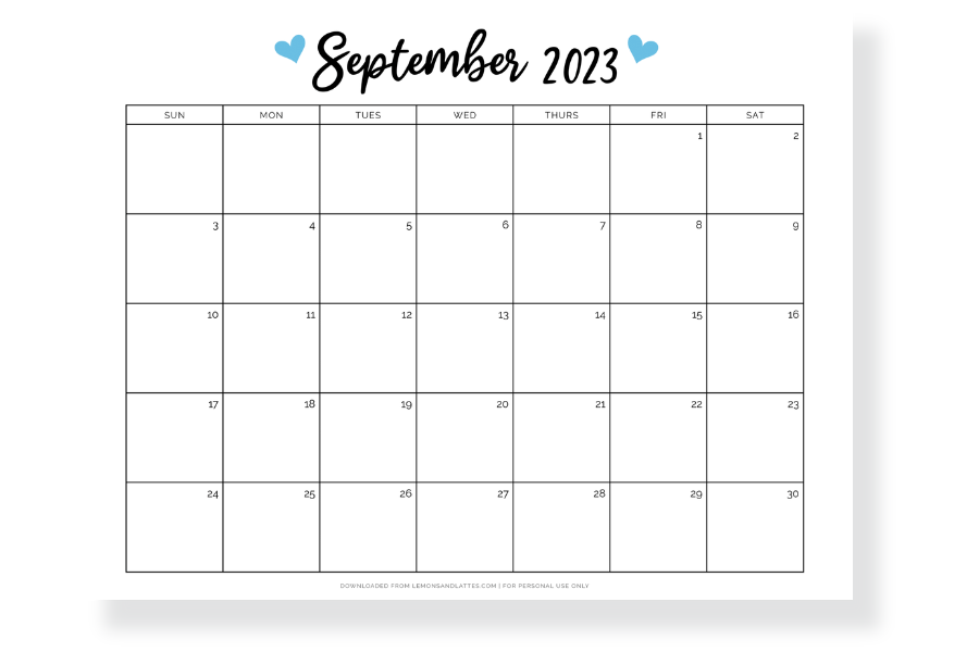 september calendar landscape