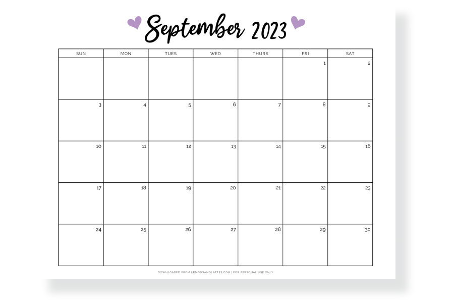 september calendar landscape