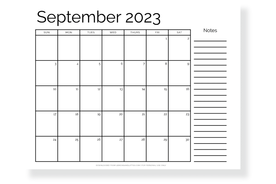 september 2023 calendars