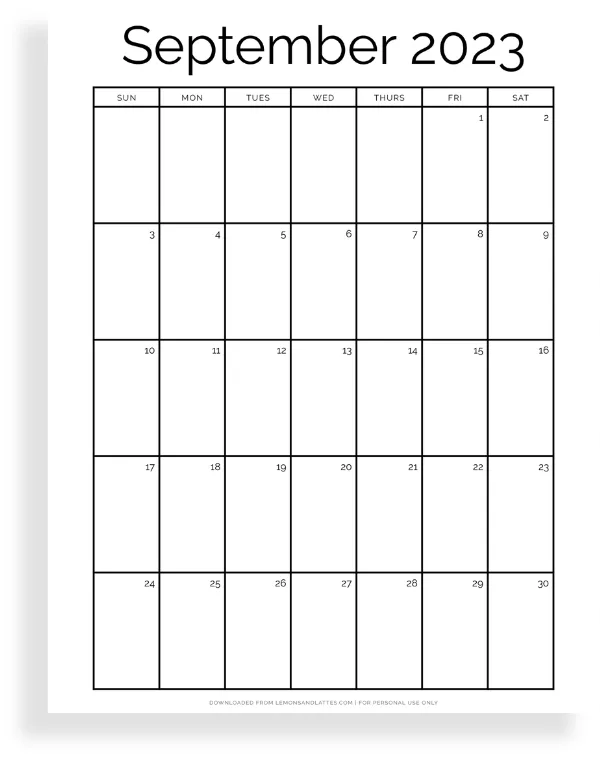 52 Simple and Cute September Calendar Printables 2023