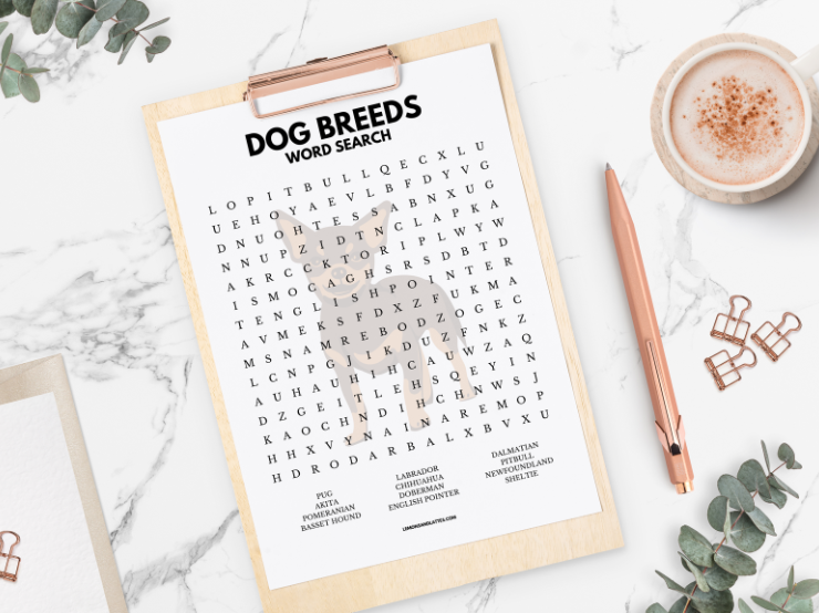 dog breeds word search