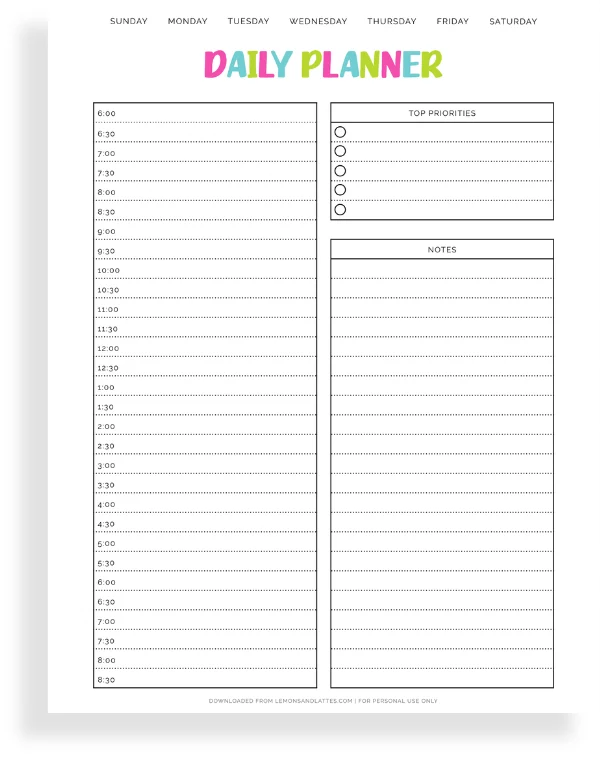 36 Free Hourly Planner Templates (Simple and Cute)